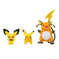 Thumbnail for Pokemon PKW2778 Select 3er-Pack mit Pichu und Pikachu und 7,6 cm Raichu Battle Figuren, Evolution Multipack-Stil 2