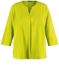 Thumbnail for Samoon Damen Fein Schimmernde 3/4 Arm Bluse 3/4 Arm unifarben New Lime Green 50 im Sale