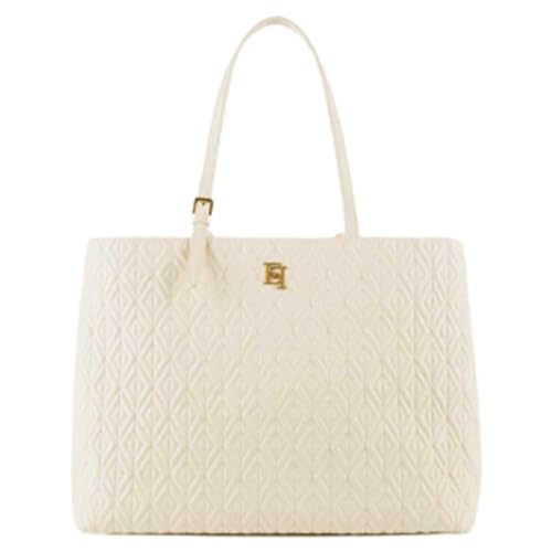 Elisabetta Franchi BS16A36E2 Einkaufstasche groß Motiv Butterrautenmuster, Butter., 39 x 32 x 14 cm im Sale