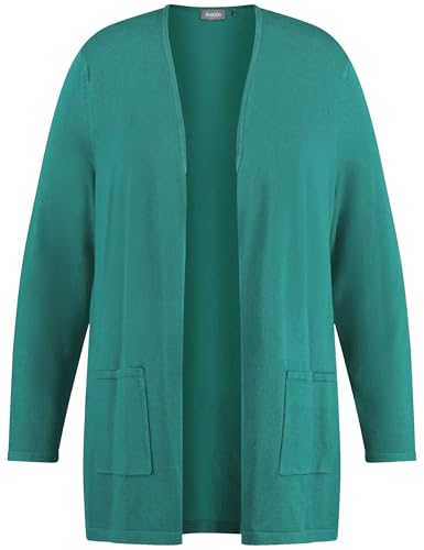 Samoon Damen Lange Basic-Strickjacke Langarm unifarben Dark Smaragd 52 im Sale