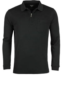 Thumbnail for hajo Softshirt Polo Langarm Polokragen Zipper schwarz im Sale