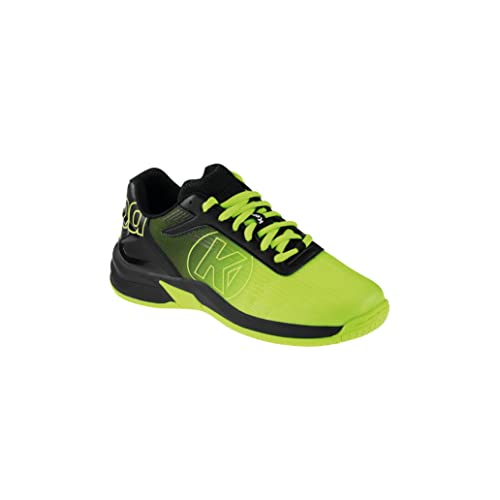 Kempa Herren Attack 2.0 Junior Sneaker Freizeitschuh Halbschuh Lauf-und Sportschuh Turnschuhe Handball Jogging Outdoor Freizeit Shoes-leicht und atmungsaktiv, Fluo Gelb Schwarz