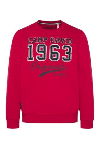 Camp David Herren Sweatshirt mit Artwork im Retro-Style Royal Red im Sale