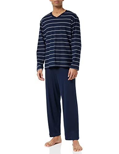 Schiesser Herren Schlafanzug lang - Nightwear Set, Dunkelblau_159622, 52 im Sale