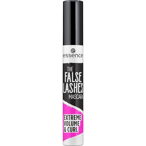 essence THE FALSE LASHES MASCARA EXTREME VOLUME & CURL, Schwarz, volumengebend, schwunggebend, vegan, ohne Mikroplastikpartikel, Nanopartikel frei, ohne Parfüm, 1er Pack (10ml) im Sale