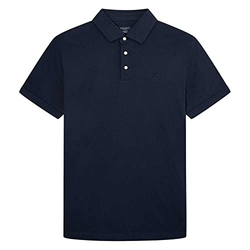 Hackett London Herren Am Embossed Crew Polo, Blau (Avio), im Sale