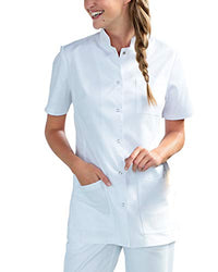 Thumbnail for CLINIC DRESS Kasack für Damen leicht tailliert Stehkragen Druckknopfleiste 2 Doppeltaschen mit Druckknopf und Saumverstärkung Seitenschlitze Industriewäsche geeignet 95 Grad Wäsche weiß 44 im Sale