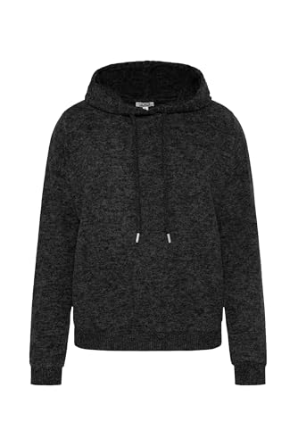 SOCCX Damen Basic Hoodie aus Flauschstrick Black im Sale