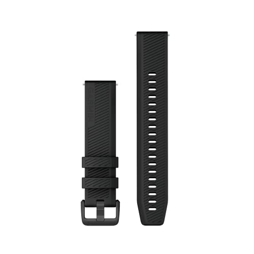 Garmin Schnellwechsel-Armband, 20mm, Silikon, Schwarz, passend für venu Serie (außer S-Modelle), Forerunner 55/245/645, Approach S12/S40/S42, vivoactive 3/4, vivomove 3/HR/Luxe/Style, D2 Air/Air X10