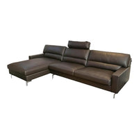 Thumbnail for Ecksofa Esparo 400 Leder J 42.090 Braun Schwarz Fußstütze Leder J 42.090