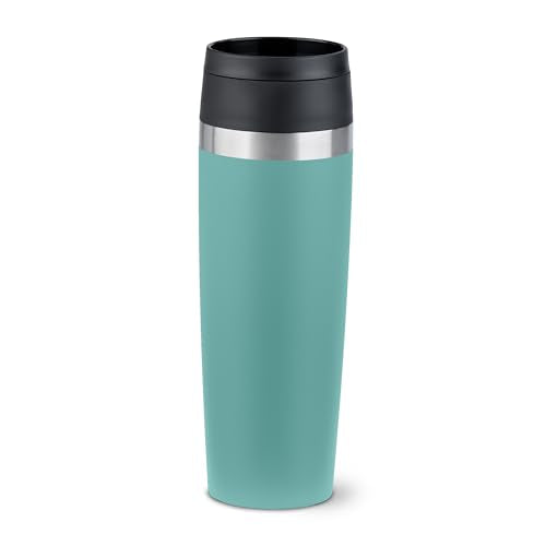 Emsa Travel Mug Isolierbecher 500 ml, 6h heiß + 12h kalt, 100% dicht, Einfaches Öffnen & Schließen, Kaffeebecher, Pulverbeschichtung, Petrol, N2023850 im Sale