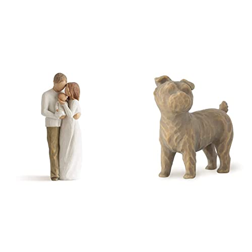 Willow Tree 26181 Figur Unser Geschenk, Natur, 5,1 x 3,8 x 21,6 cm & Love My Dog Small Standing Figurine