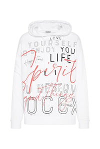 Thumbnail for SOCCX Damen Kapuzensweatshirt mit -Wording Opticwhite im Sale