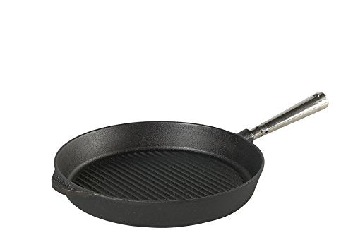 Grillpfanne 28 cm. Edelstahlgriff. Auf allen Herdarten, Ofen, Grill & offenem Feuer einsetzbar