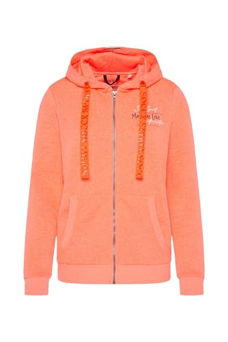 SOCCX Damen Kapuzensweatjacke mit Rückenprint Neon Orange im Sale