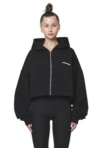 Thumbnail for Pegador Damen Zip Hoodie Cropped Marla Oversized Black Gum im Sale