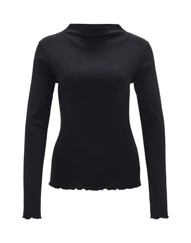 OPUS Damen Langarmshirt | Rippshirt SONINCHEN Slim aus weichem Jersey Black, 44 im Sale