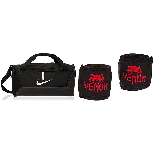 Nike Unisex-Adult Academy Team Sporttasche, Black/Black/White, MISC & Venum Kontakt Boxbandagen - Schwarz/Rot - 4 M im Sale