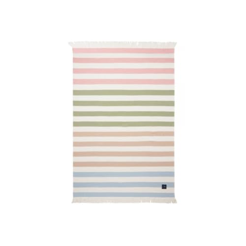 LEXINGTON Multi Striped Recycled Cotton Throw, Multi Colored, 130x170