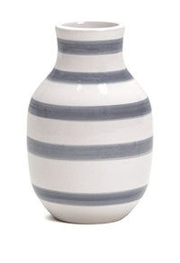 Thumbnail for Kähler Omaggio Vase aus Porzellan mit Streifen, Moderne Vase, rund, bauchige, skandinavisches Design Vase für Blumen, Hellblau, 12.5cm im Sale