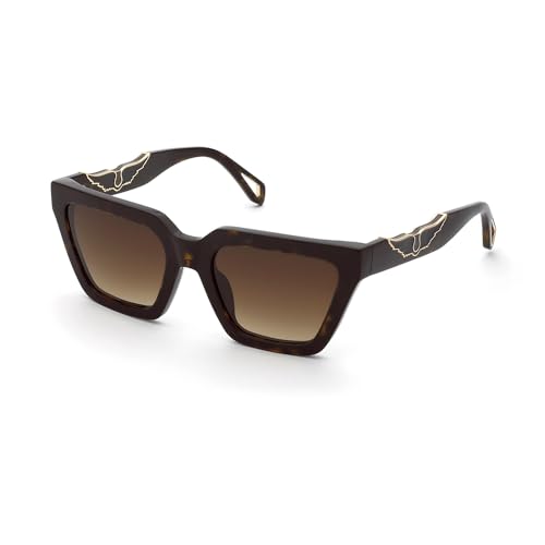 Zadig & Voltaire Damen Szv418 Sonnenbrille, Braun, Hochglanz (Shiny Dark Havana), 53/19/140 im Sale