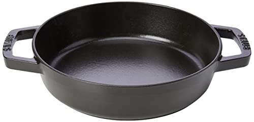 STAUB Bratpfanne / Schmorpfanne mit zwei Griffen, 20 cm, Gusseisen, für alle Herdarten, Schwarz