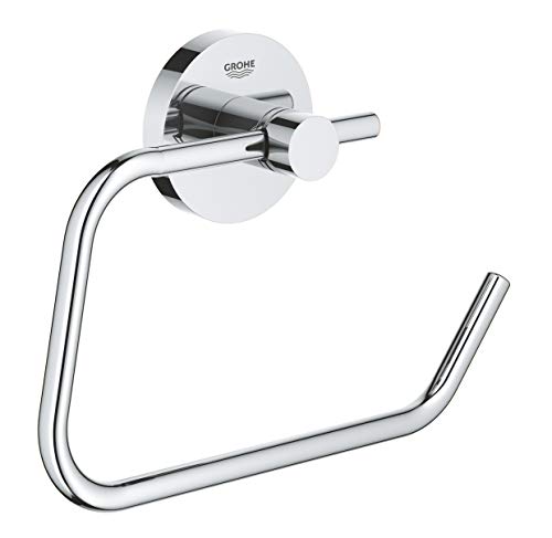 GROHE Essentials - WC-Papierhalter (Material: Metall, verdeckte Befestigung, zum bohren oder kleben), chrom, 40689001, Rund im Sale