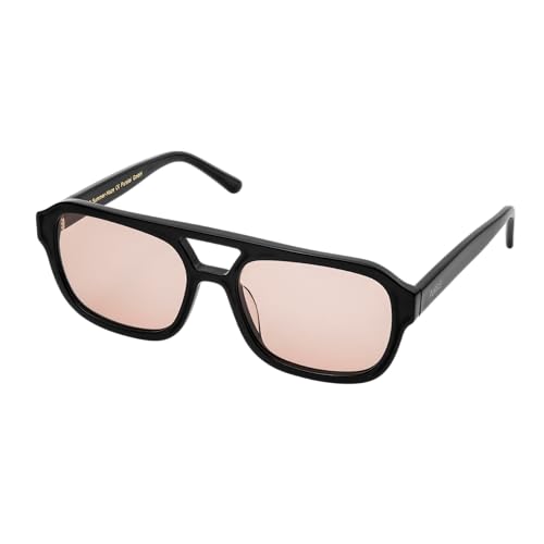 Purelei Summer Haze Sonnenbrillen, Markante Doppelsteg-Sonnenbrille mit UV400 Schutz, Polarisierte Gläser, Schwarz/Braun, Goldenes Logo, Inklusive Etui, Geschenk für Frauen im Sale