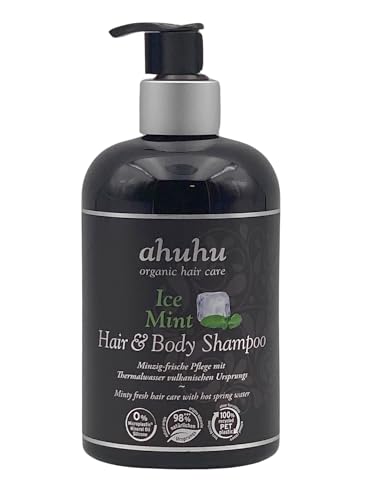 ahuhu organic hair care Ice Mint Hair & Body Shampoo 500ml I mit Bio-Minzwasser, Niacinamid und Thermalwasser