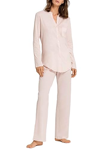 HANRO Damen Cotton Deluxe Pyjama 1/1 Arm Zweiteiliger Schlafanzug, Rosa (Crystal Pink 071334), 48 (Herstellergröße: L) im Sale