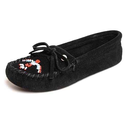 Minnetonka Damen Thunderbird Softsole Mokassin, Schwarz, 40.5 EU im Sale