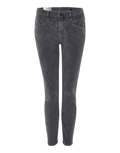 OPUS Damen Slim | Cordhose Evita BABYCORD Slim aus stretchigem BCI Cotton Mix Graphite Glaze, L28 im Sale