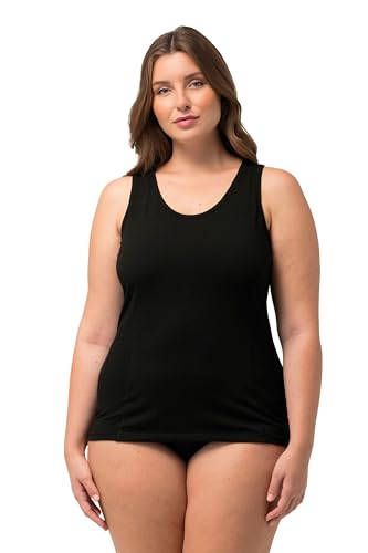 Ulla Popken Damen Bodyforming-unterhemd, Breite Träger Unterhemden, Schwarz, 54-56 EU im Sale