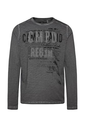 Camp David Herren Longsleeve mit Tapes und Logo-Applikationen Granite im Sale