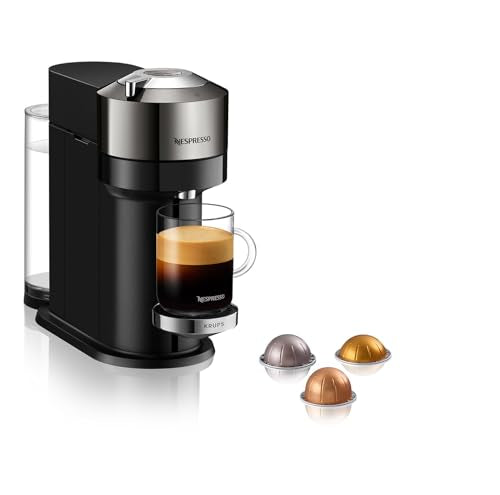 Nespresso Krups XN910C Vertuo Next Kaffeekapselmaschine | 1,1 L Wassertank | Kapselerkennung durch Barcode | 6 Tassengrößen | Power-Off Funktion | 54% aus recyceltem Kunststoff | Dunkles Chrom im Sale