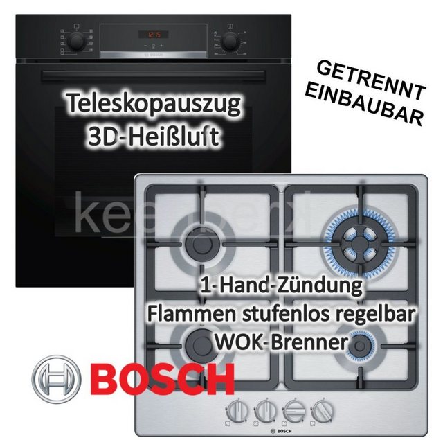 BOSCH Backofen-Set HERDSET Backofen Teleskopauszug mit Gaskochfeld - autark, 60 cm NEU