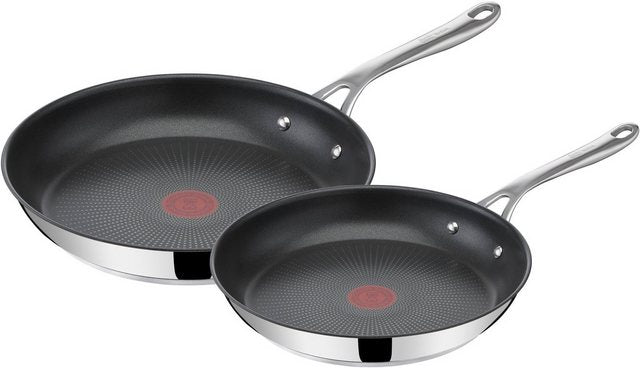 Tefal Pfannen-Set Jamie Oliver Cook's Direct, Edelstahl (2-tlg), aus Edelstahl, Antihaft, Thermo-Signal, alle Herdarten Induktion, Set