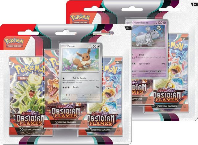 POKÉMON Sammelkarte Pokemon Obsidian Flames 3-Pack Blister, Englisch