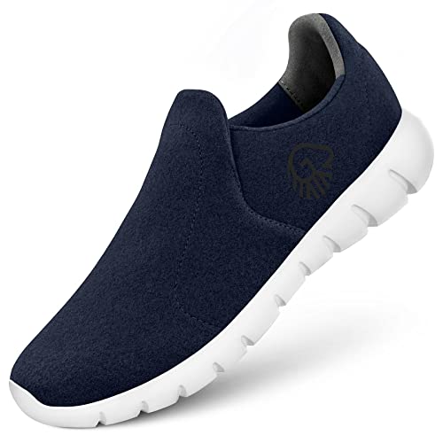 GIESSWEIN Merino Slip-On Men - Atmungsaktive Sneaker aus Merinowolle, Leichte Herren Freizeit Schuhe mit Wechsel-Fußbett, Slip On Halbschuhe im Sale