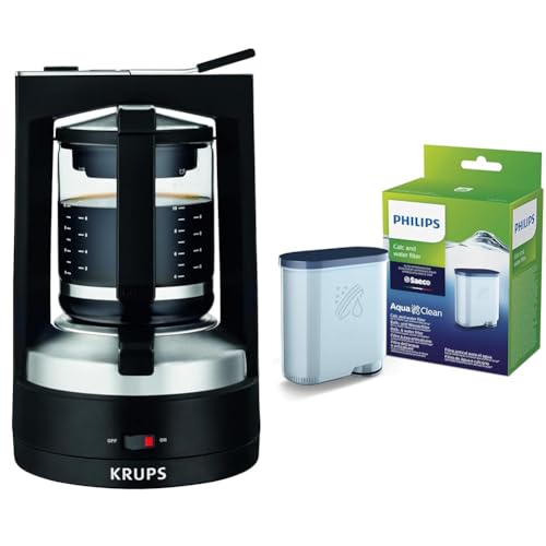 Krups KM4689 Filterkaffeemaschine T8 | 850 Watt | Automatische Abschaltung & Philips AquaClean Kalk- und Wasserfilter für Espressomaschine, Kein Entkalken bis 5000 Tassen, Einzelpack