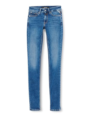 Replay Damen Jeans New Luz Skinny-Fit, Medium Blue 009-1 (Blau), 24W / 28 im Sale