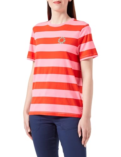 Scotch & Soda Women's Regular fit Striped Organic Cotton T-Shirt, Fluo Pink, im Sale