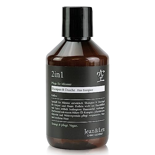 Jean & Len 2in1 Pflege für Männer, Shampoo & Dusche, mit Koffein, kann Haarausfall vorbeugen, 250 ml