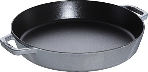 STAUB Bratpfanne / Paellapfanne mit zwei Griffen, 34 cm, Gusseisen, mit mattSchwarzer Emaillierung im Inneren der Pfanne, für alle Herdarten inkl Induktion & Backofen, Graphitgrau im Sale