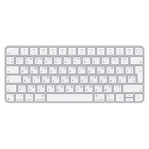 Apple Magic Keyboard mit Touch ID: Bluetooth, wiederaufladbar. Kompatibel mit Mac Computern Chip; Ukrainisch, Weiße Tasten