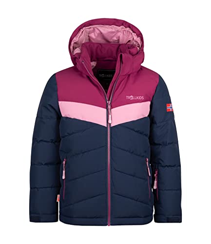 Trollkids Mädchen Winterjacke Gryllefjord, Burgunderrot/Karamell-Braun/Lachsrosa, im Sale