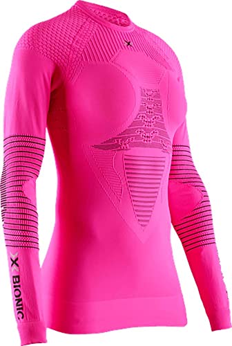 X-Bionic Damen Energizer 4.0 Shirt Round Neck Long Sleeves, neon Flamingo/Anthra, L im Sale