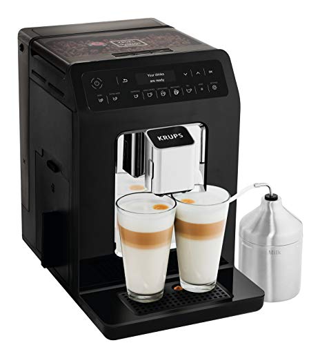 Krups EA8918 Evidence Kaffevollautomat | OLED-Display Barista Quattro Force Technologie | 12 Kaffee | 3 Tee Variationen | One-Touch-Cappuccino | 2-Tassen Funktion | schwarz im Sale