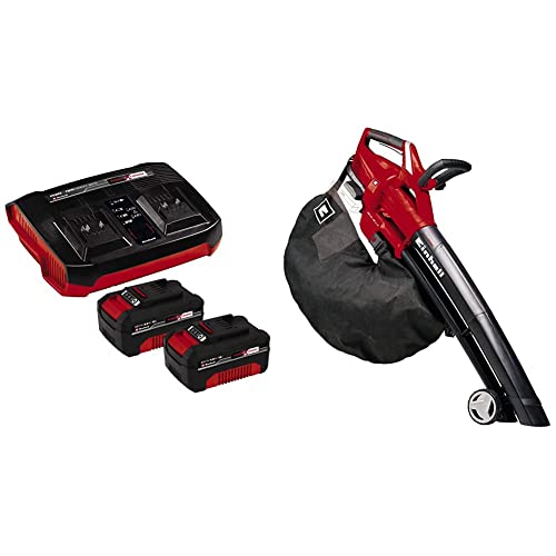 Einhell Akku-Laubsauger Laubbläser GE-CL Li E Power X-Change (Lithium-Ionen, 2x18 V, 210 km/h Luftgeschwindigkeit, bürstenloser Motor,45 l-Fangsack, Tragegurt, inkl. 2x 4,0 Ah Akku und Twincharger) im Sale