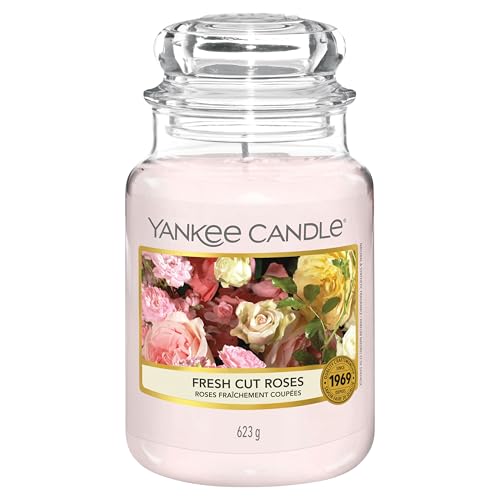 Yankee Candle Duftkerze im Glas (groß) | Fresh Cut Roses | Kerze mit langer Brenndauer bis zu 150 Stunden | Perfekte Geschenke für Frauen im Sale